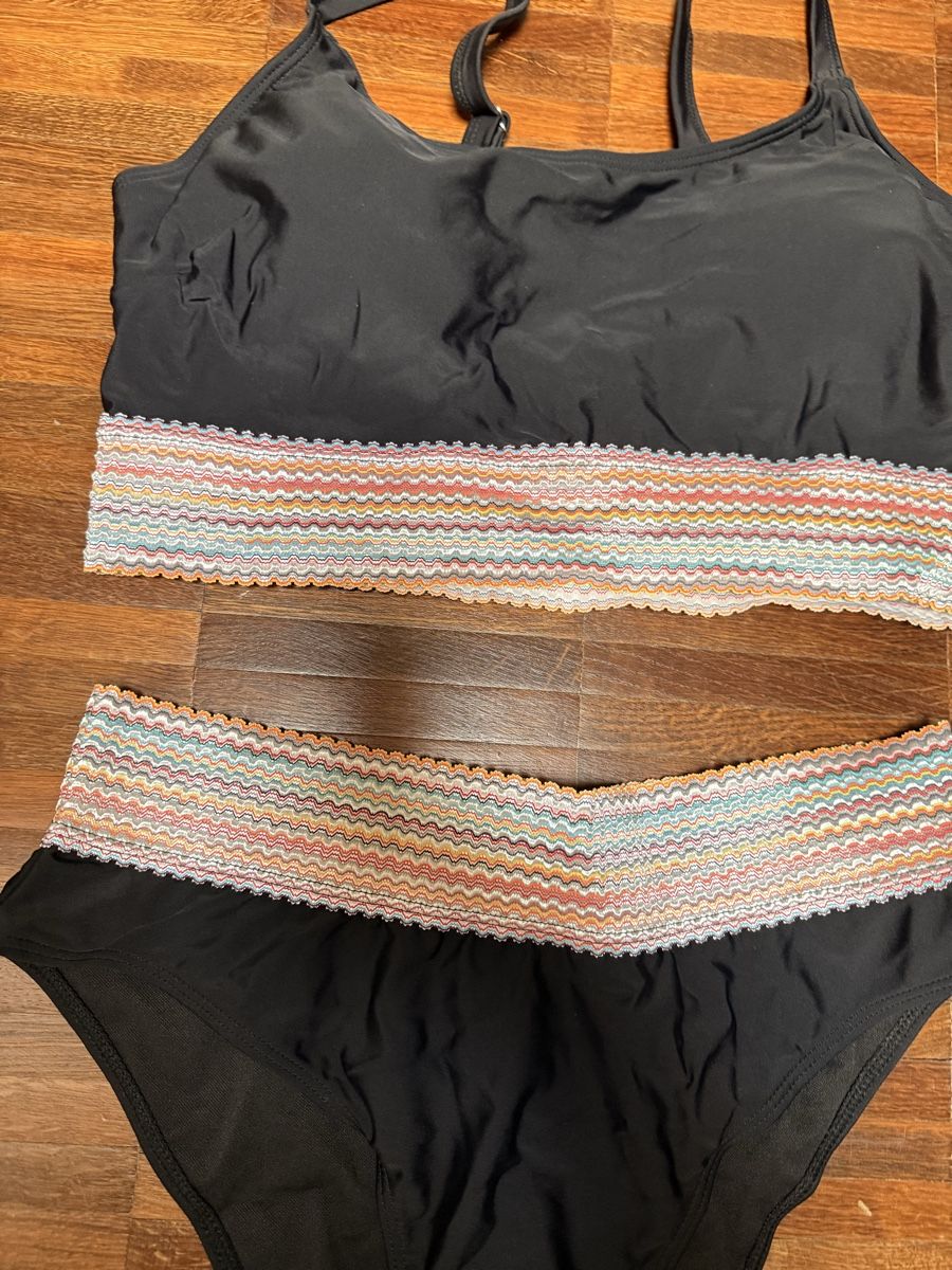 Costumi da bagno & Bikini: Bikini schwarz mit buntem Bund xl, neu – Nuovo (secondo la descrizione) da Winterthur venduto da hera05 1