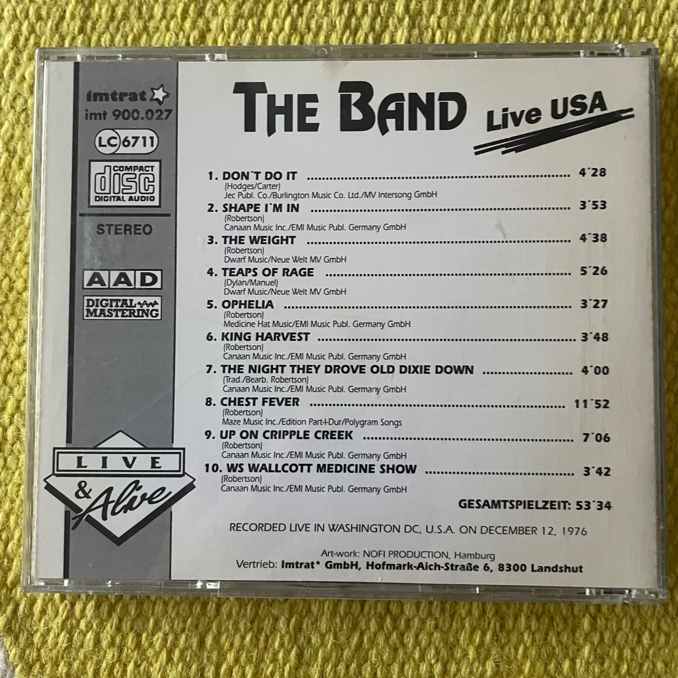CD: THE BAND-LIVE USA – Usato da Rorschacherberg venduto da CD-Roli 1