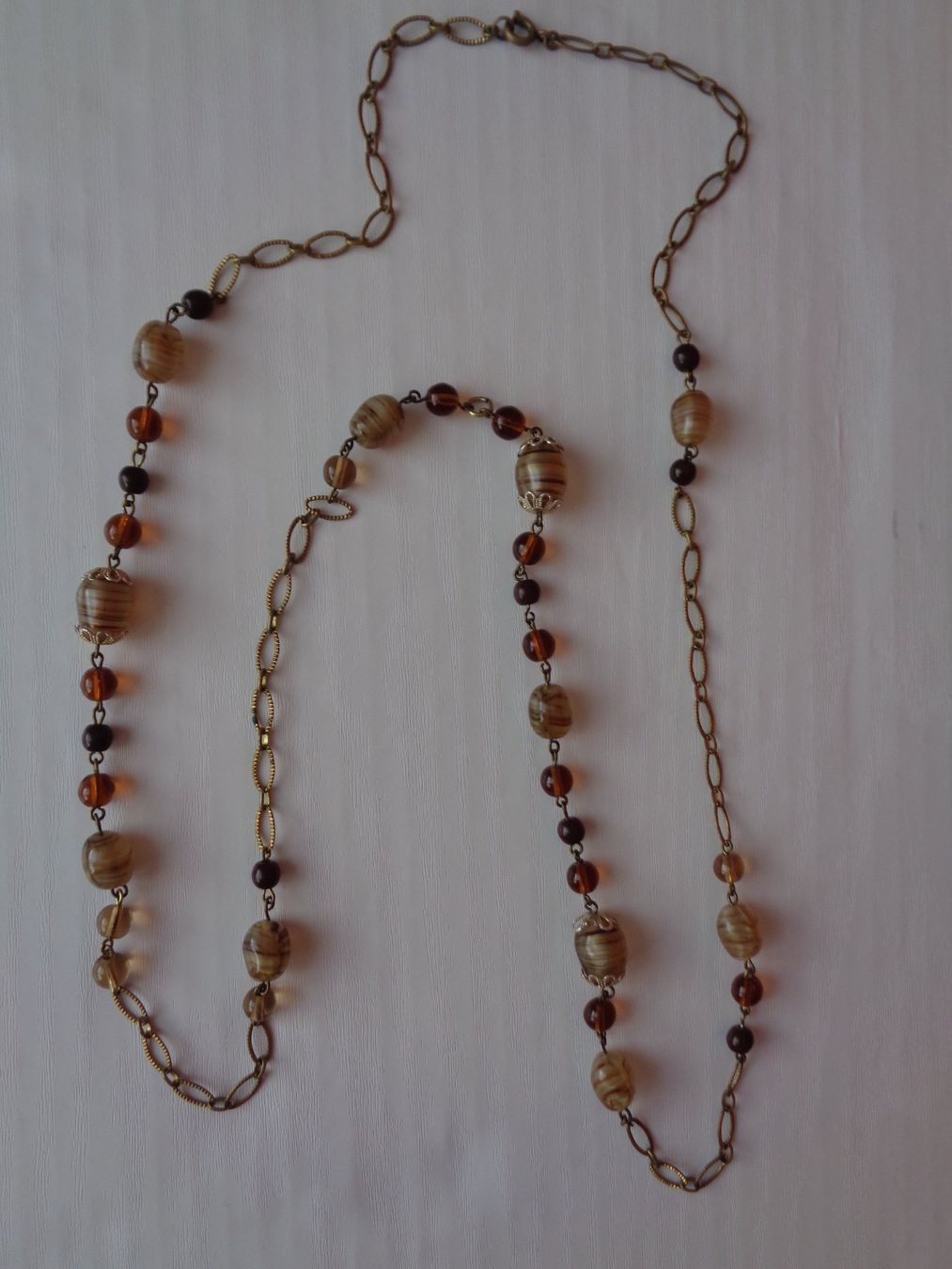 Catenine: Glaskette mit Messinggliedern Grösse 97 cm. - Vintage – Usato da Chur venduto da omonia 1
