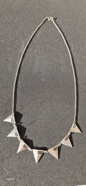 Collier Vintage En Argent Sterling - Bijou Ancien Porté, Couleur Argenté