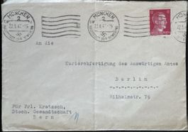 Deutsches Reich 1942 Dienstbrief Gesandtschaft Bern Berlin