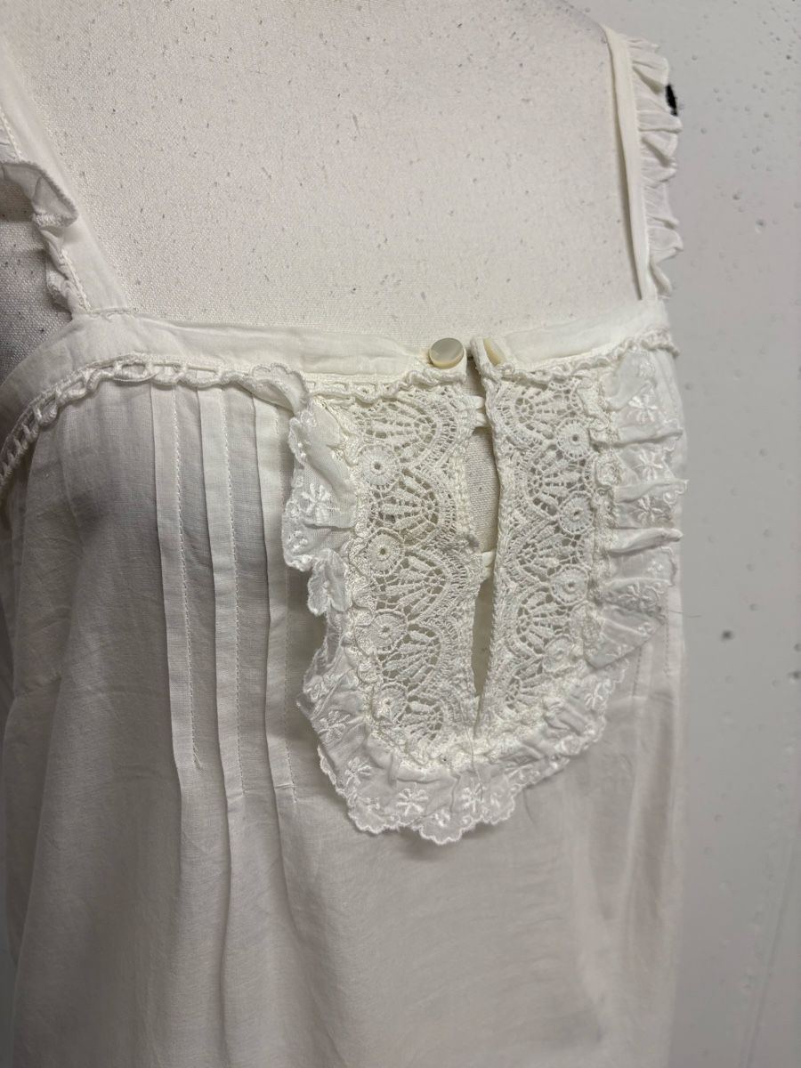 Sandro Top: Sandro Top Gr. 36 Weiss Boho Bluse ärmellos Baumwolle – Nuovo (secondo la descrizione) da Regensdorf venduto da secondchancefashion 1