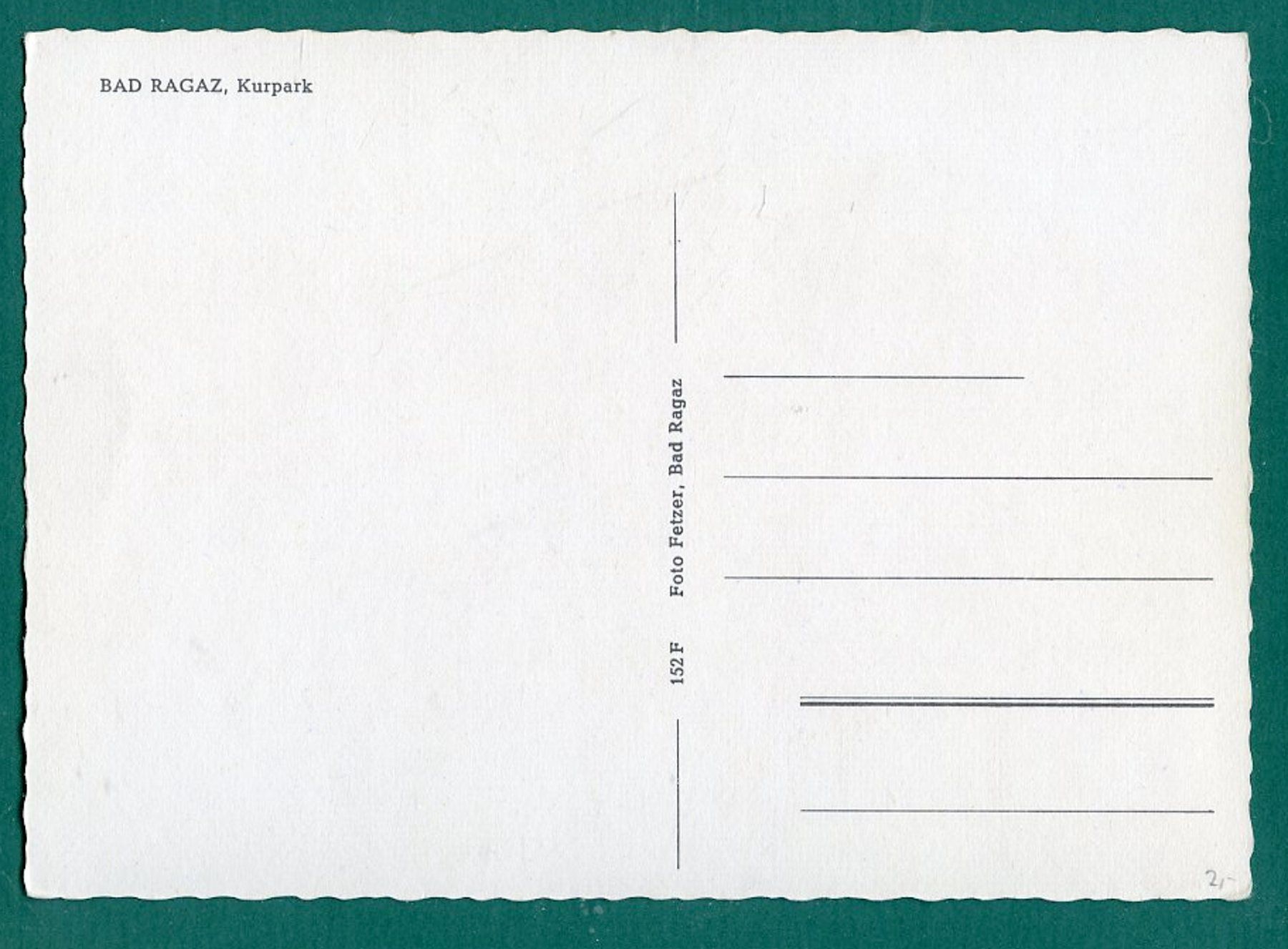 Cartoline postali: Bad Ragaz, Kurpark, ungelaufen, Grossformat – Usato da Sargans venduto da Hausi1951 1