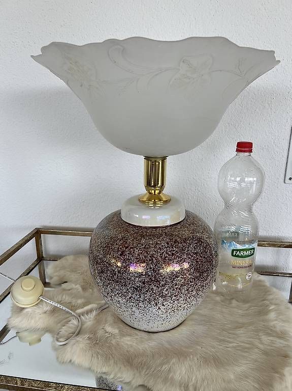 Lampade: Tischlampe Keramik  mit Glas Lampenschirm hell – Usato da Rehetobel venduto da Saentis111 1