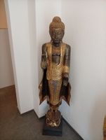 Buddha Statue, Handarbeit, Holz, Goldfarbig,167 cm