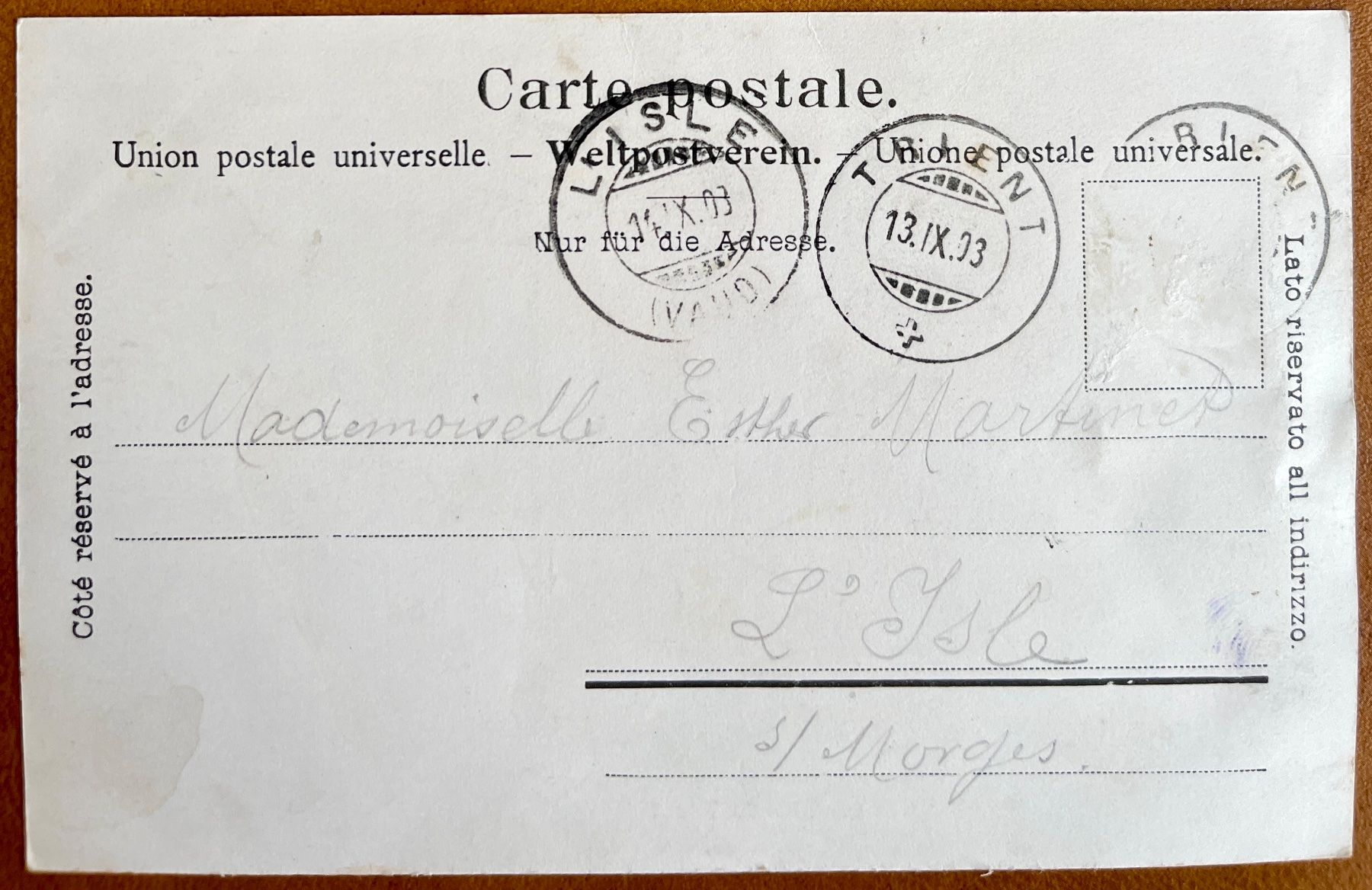 Cartoline postali: TRIENT - Belle vue générale 1903 – Usato da Lutry venduto da Ediego 1