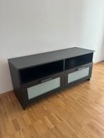 TV-Lowboard schwarz mit zwei Schubladen und Glasfronten