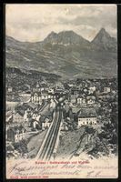 AK Goldau, Gotthardbahn und Mythen, 1906