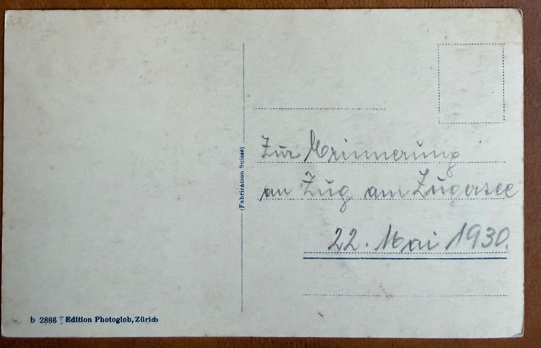 Ansichtskarten: Zug - Panorama 1930 – Gebraucht aus Lutry von Ediego 1