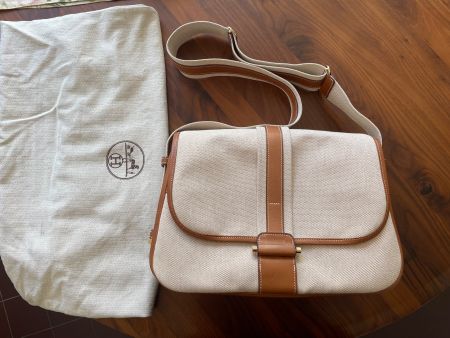 HERMÈS Bourlingue toile BARENIA Messenger Schultertasche RAR