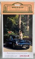 Jaguar Type E coupé bleu - publicité anglaise d’époque
