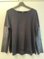 MAJE sweater with leather sleeves
