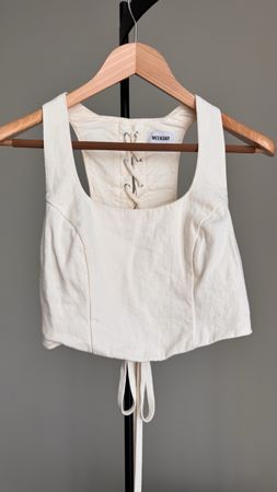 „Weekday“ Top/Oberteil Cremeweiss Gr. M Leine/Baumwolle