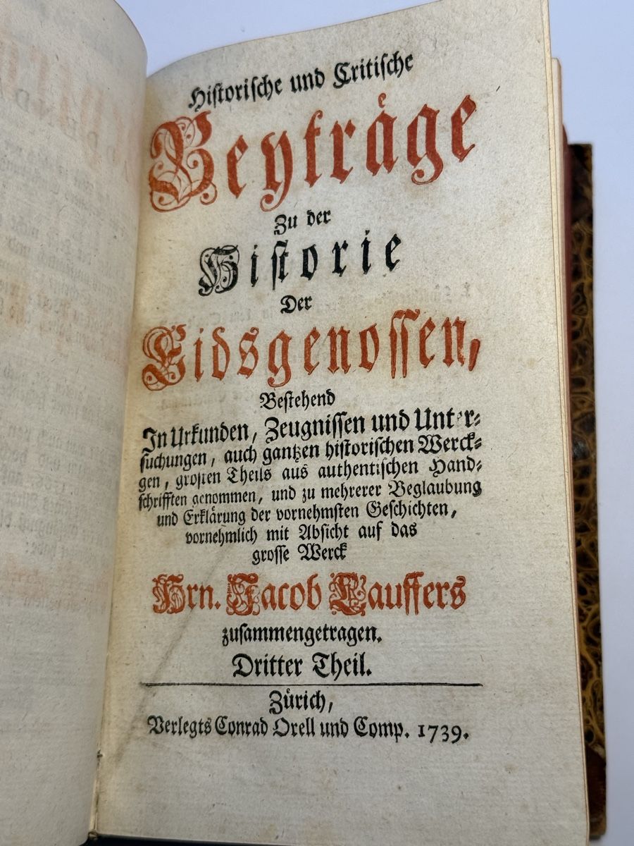 Libri: Beyträge zur Historie der Eidgenossen 1739 – Usato da Bern venduto da xberg36 2