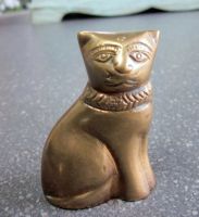 Kleine Vintage massiv Messing Katze  Höhe 5.5 cm