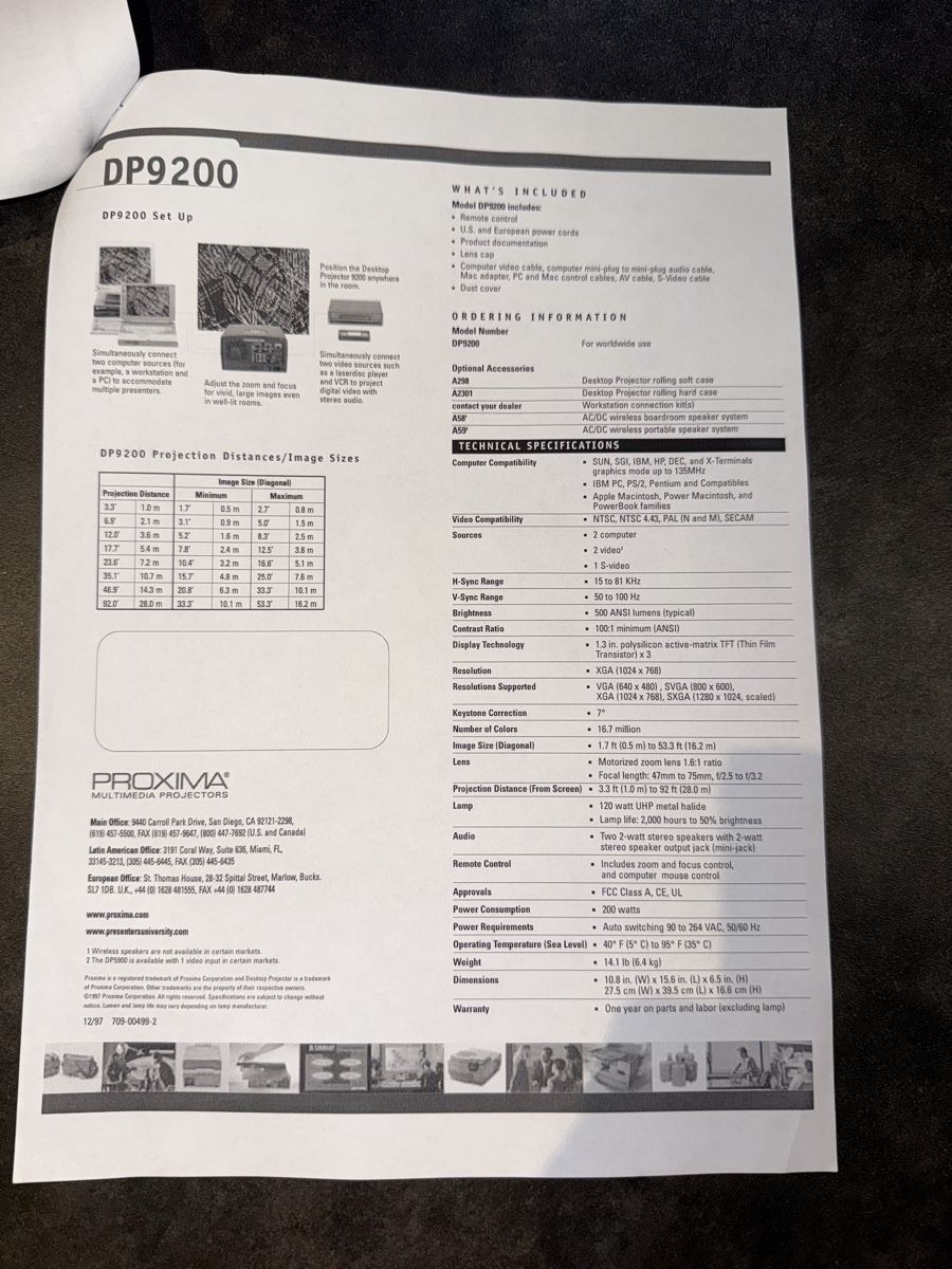 Vidéoprojecteurs: PROXIMA  DESKTOP  PROJECTOR  DP9200 – D'occasion à Apples par Gasscret 7