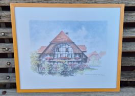 Aquarell v. Klaus Schranner Sujet Haselhof Wileroltigen 1987