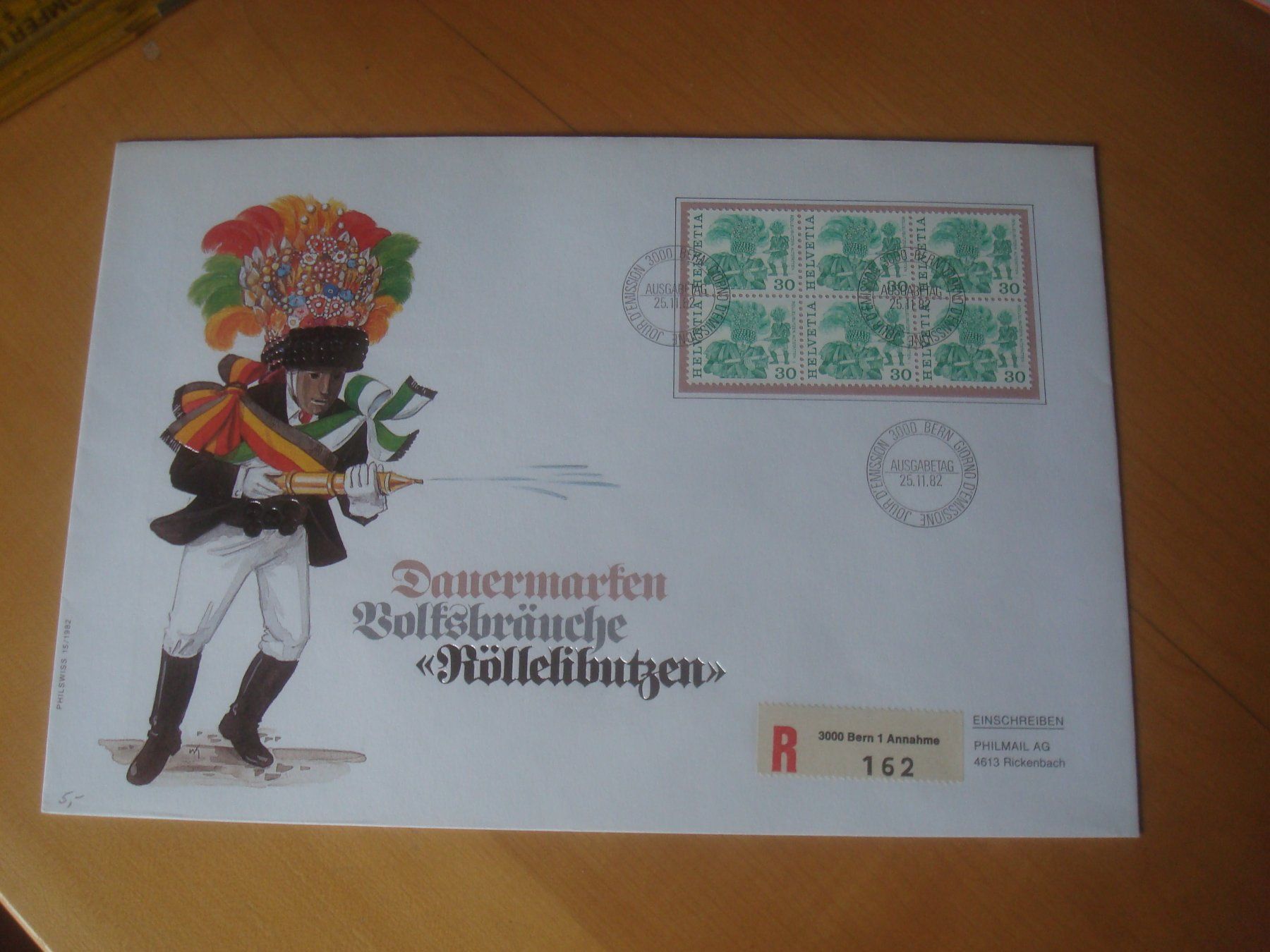 Tutti i francobolli: 1982 schöner Grossbrief Schweiz 6er Block – Usato da Gordola venduto da Polentaefung