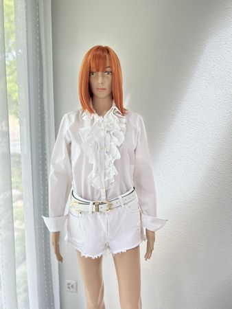 White Lauren Ralph Lauren Ruffle Blouse Size S Summer Sale!