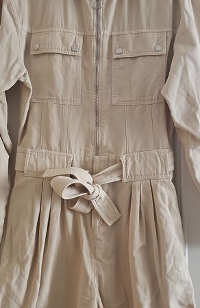 Sandro Paris Jumpsuit Beige Utility Style Like New