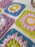 6 Häkel Coaster Untersetzer 'Pinwheel' Tischdeko handgemacht