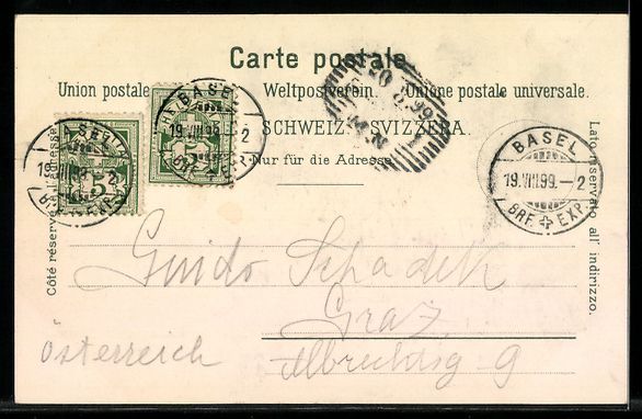 Cartes postales: Litho Basel, Central-Bahnhof, Kaserne, S – D'occasion à Berlin par bartko-reher 1