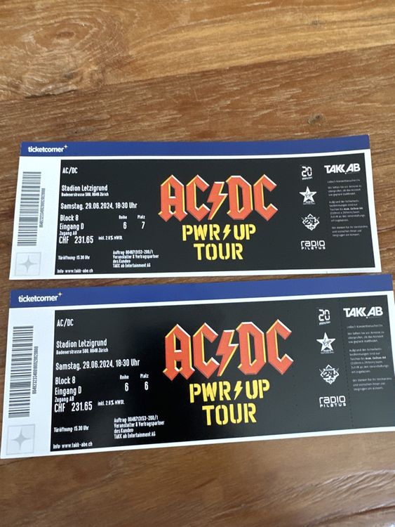 AC/DC Tickets Sitzplatz Zürich Letzigrund (Neu (gemäss Beschreibung ...