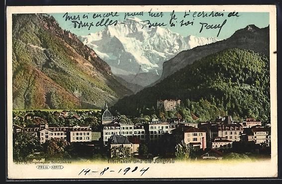 Cartes postales: Interlaken, Teilansicht des Ortes mit de – D'occasion à Berlin par bartko-reher