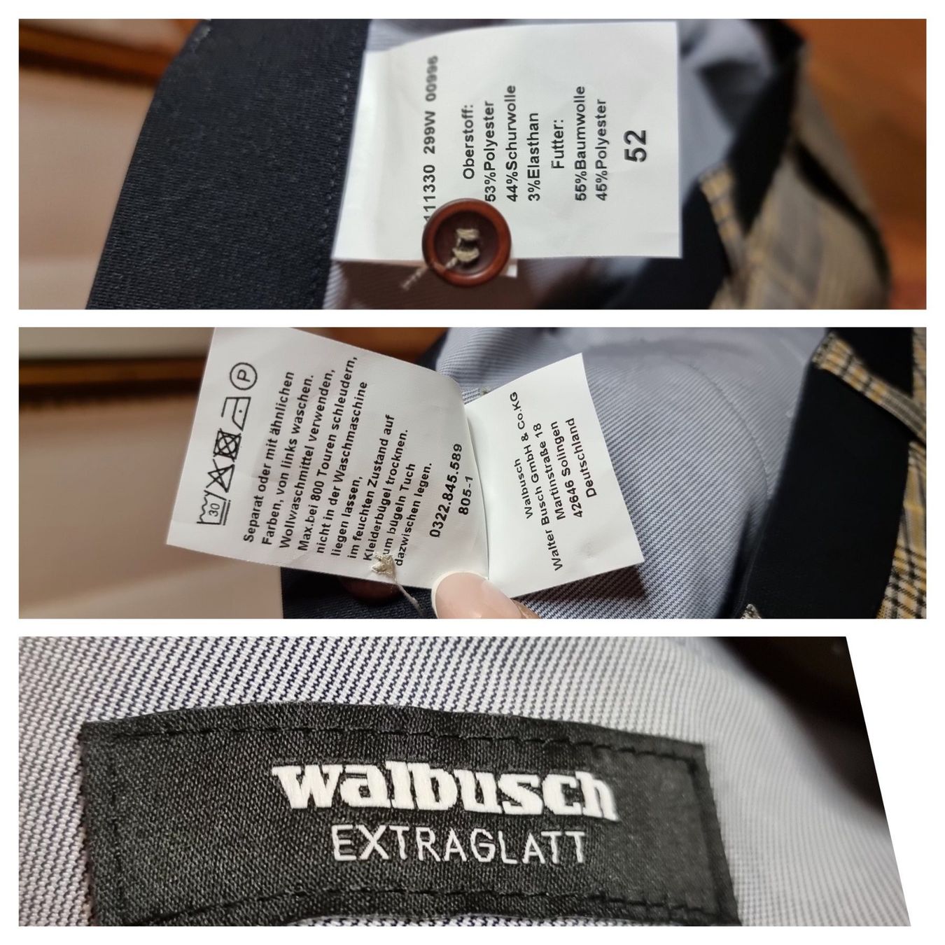Walbusch Pantaloni: Walbusch Herrenhose kariert Gr. 52 Extraglatt – Usato da Wald ZH venduto da CapLux 3