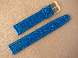 Luxus: echt Krokodil NOS 18mm BLAU Croco 18 mm Uhrenband