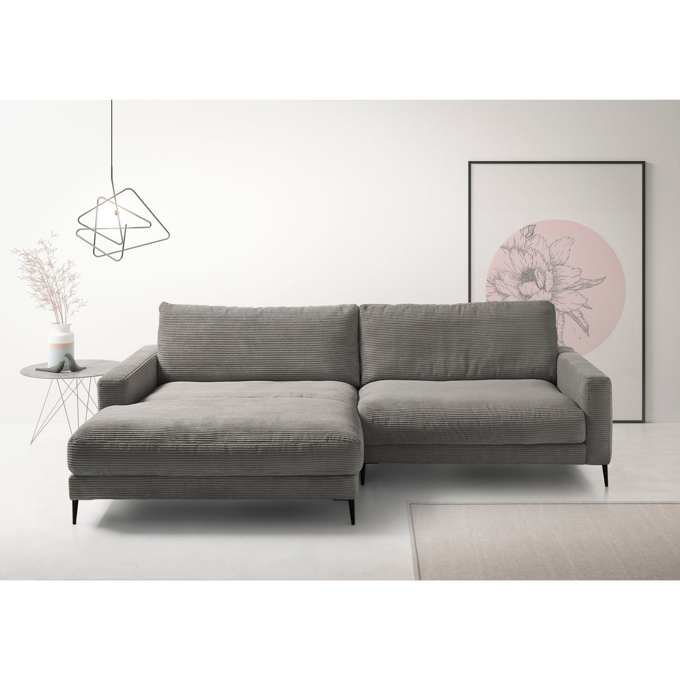 Sofas: Ecksofa  Uptown in Cord Dark Grey links – Neu und originalverpackt aus Bischofszell von deluxe-moebel