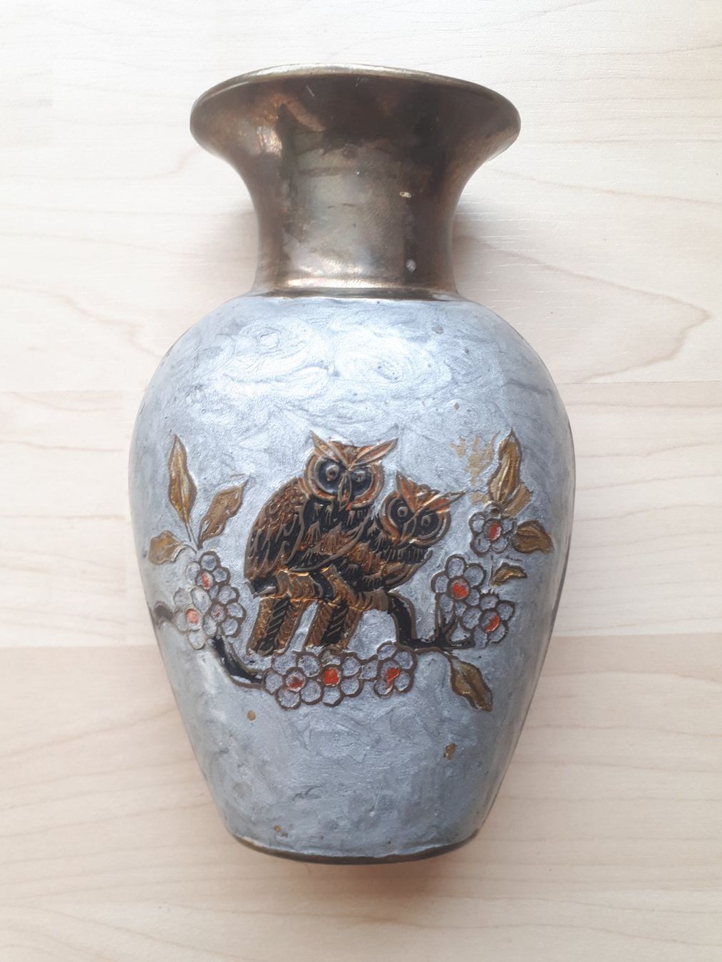 Vasen & Gefässe: Emailierte Messing Eulen-Vase – Gebraucht aus Dürnten von kuh_7mdq 1