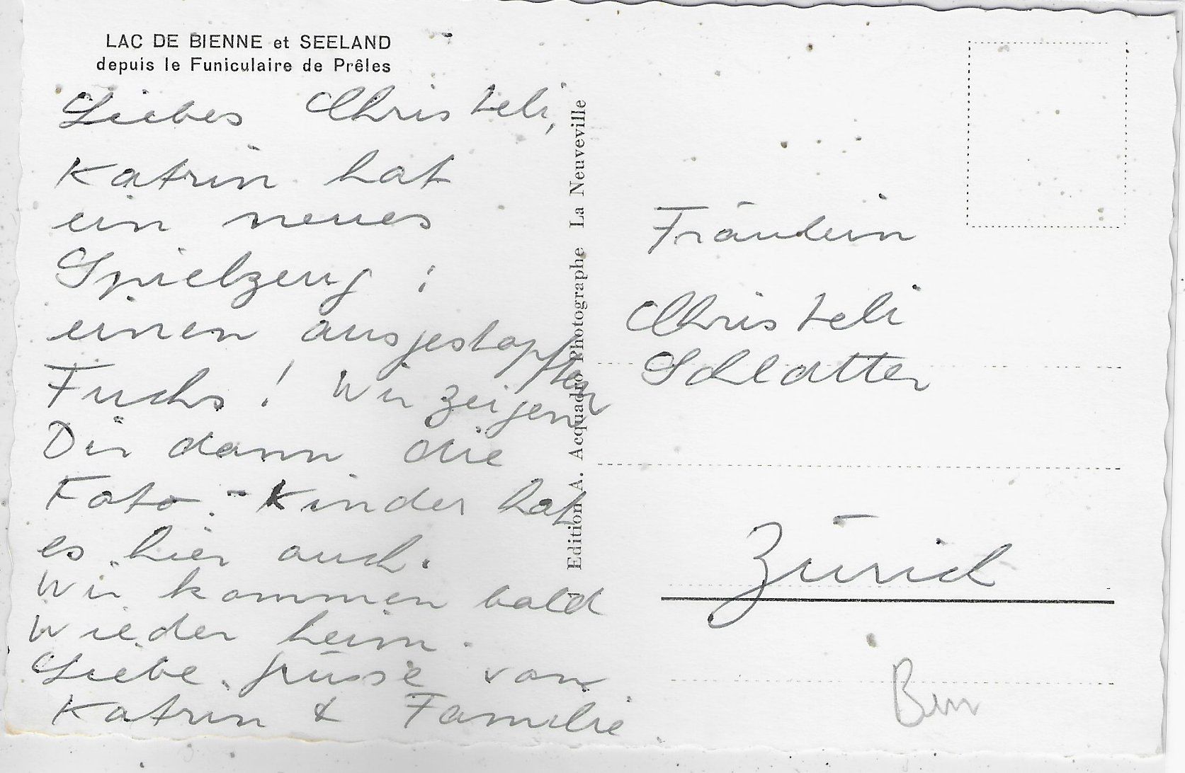 Cartoline postali: Funiculaire de Preles - La de Bienne et Seeland – Usato da Ettingen venduto da Kartenplanet 1