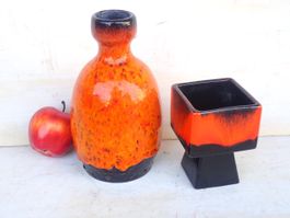2 Vase Keramik Vintage Space Age Lava Mid Century 70er 60er