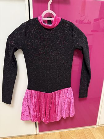Thermo-Eiskunstlaufkleid schwarz-pink, ca. Gr. 128–134