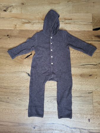 Wollfleece Overall Bornino aus Merinowolle mit Klappbündchen