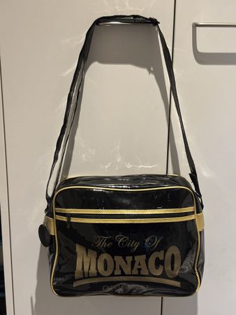 Schwarze Umhängetasche im Retro-Stil, Monaco-Design