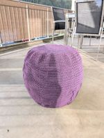 Sitzhocker gestrickt violett und türkis zwei Stück
