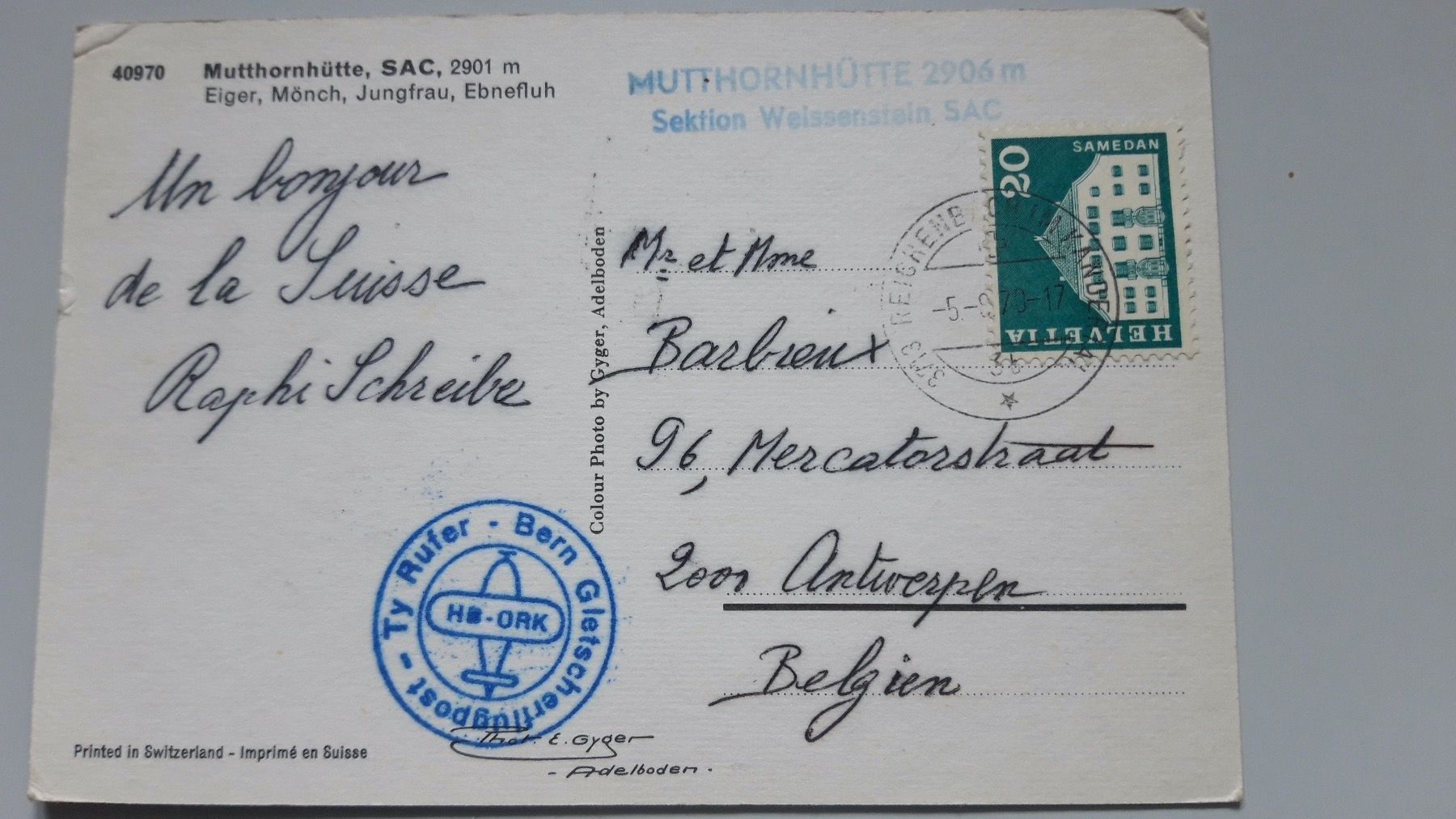 Cartoline postali: Mutthornhütte SAC – Usato da Sargans venduto da nicsam1815 1