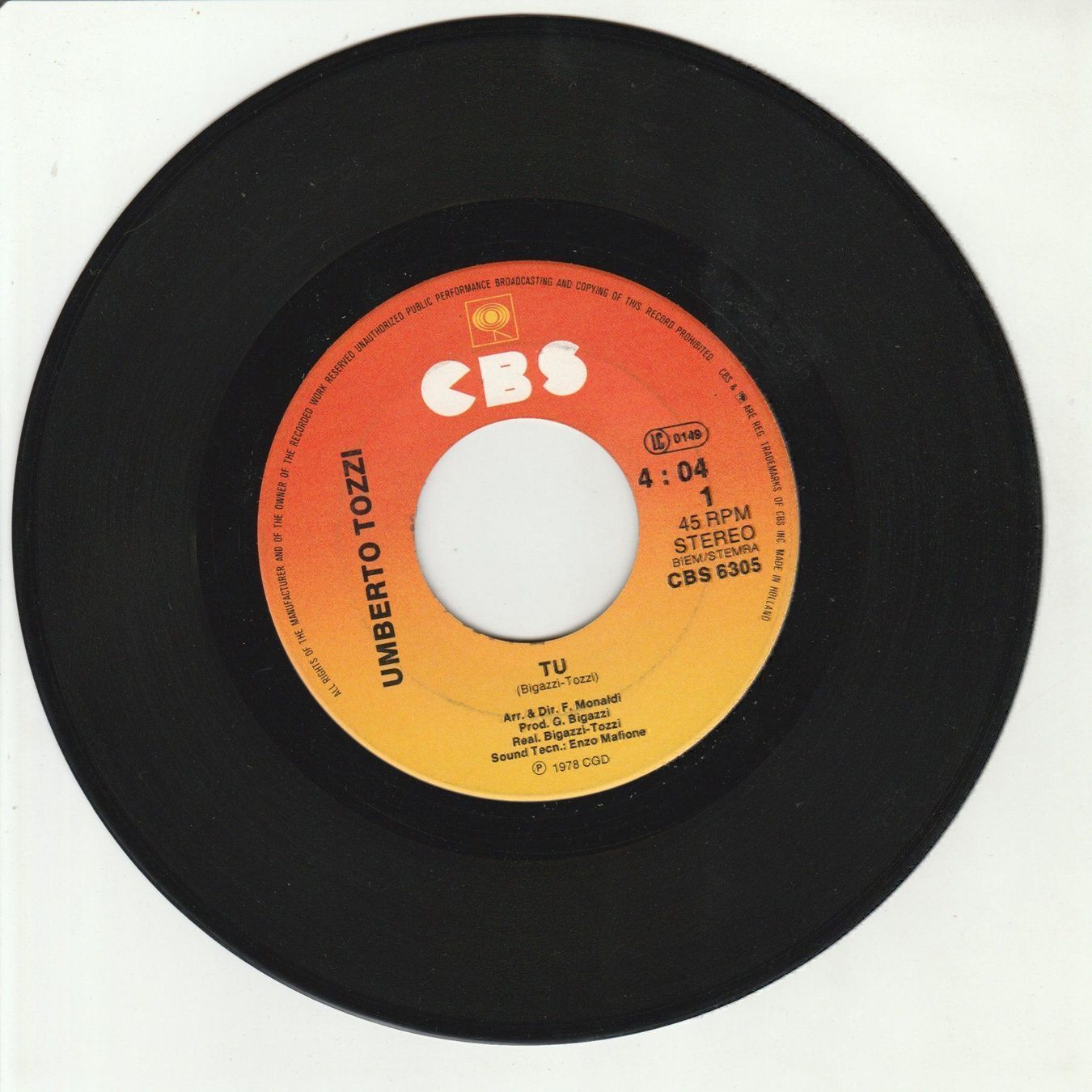 Dischi in vinile: Umberto Tozzi - Tu 7" Vinyl 1978 – Usato da Tübach venduto da JamesStone 2