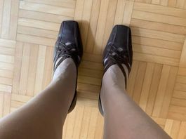 Elegante dunkelbraune Gabor Leder-Damenschuhe Grösse 3 1/2