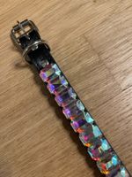 Hundehalsband Leder Schwarz Strass, NEU