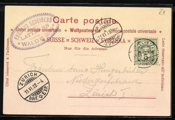 Ansichtskarten: Litho Wald /Zürich, Kurhaus Scheidegg,  – Gebraucht aus Berlin von bartko-reher 1