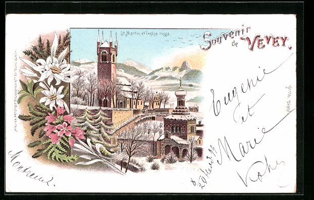Ansichtskarten: Winter-Lithographie Vevey, St. Martin et – Gebraucht aus Berlin von bartko-reher