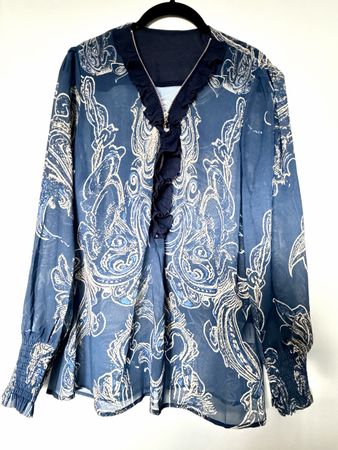 Damen Bluse blau gemustert - neu
