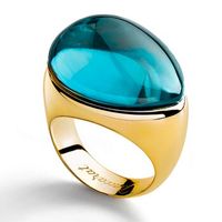 Bague BACCARAT-Paris „Galea“, Cristal turquoise & Or jaune