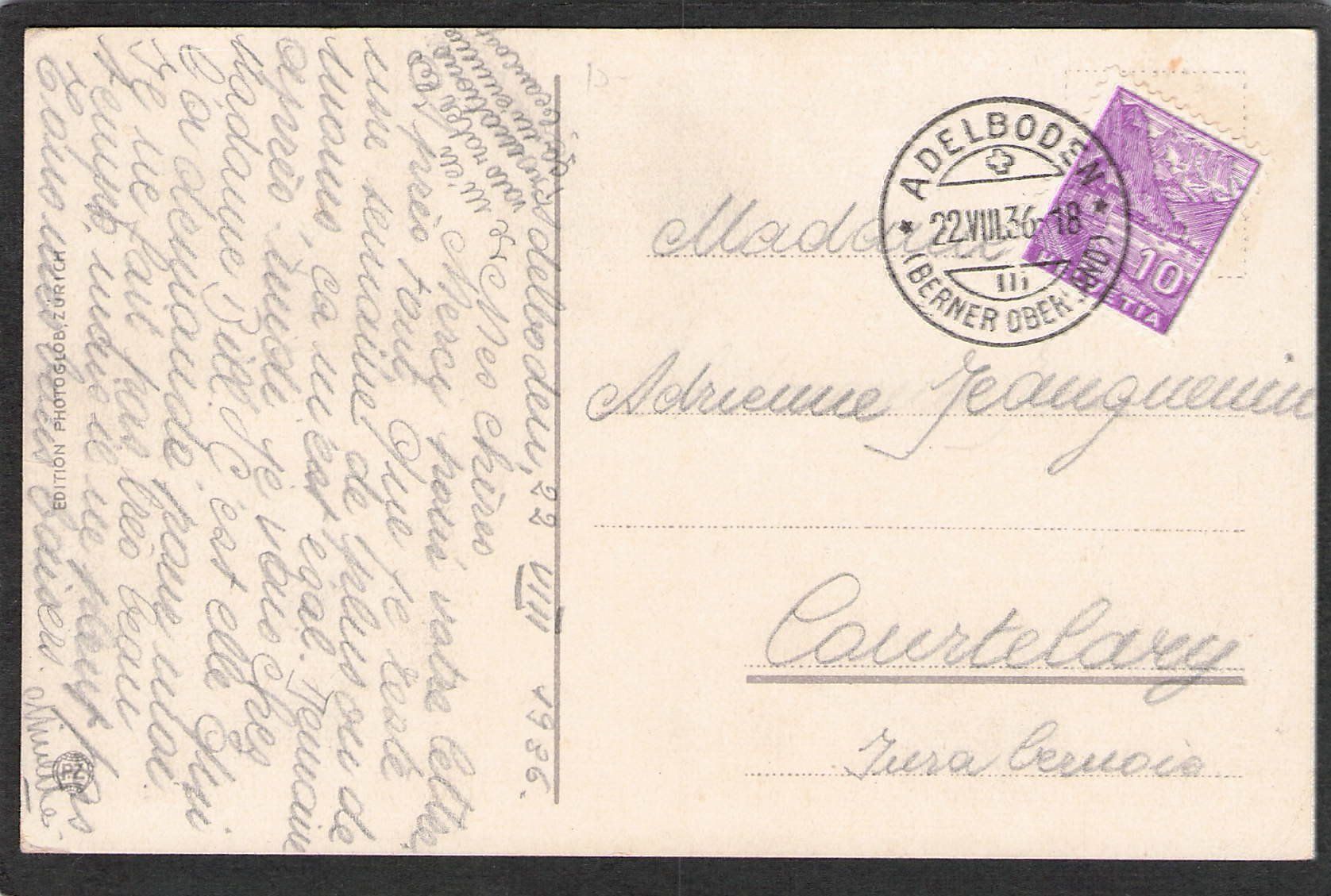 Cartoline postali: ,Adelboden mit Wildstrubel ,1936 – Usato da Reichenburg venduto da ibiza18 1