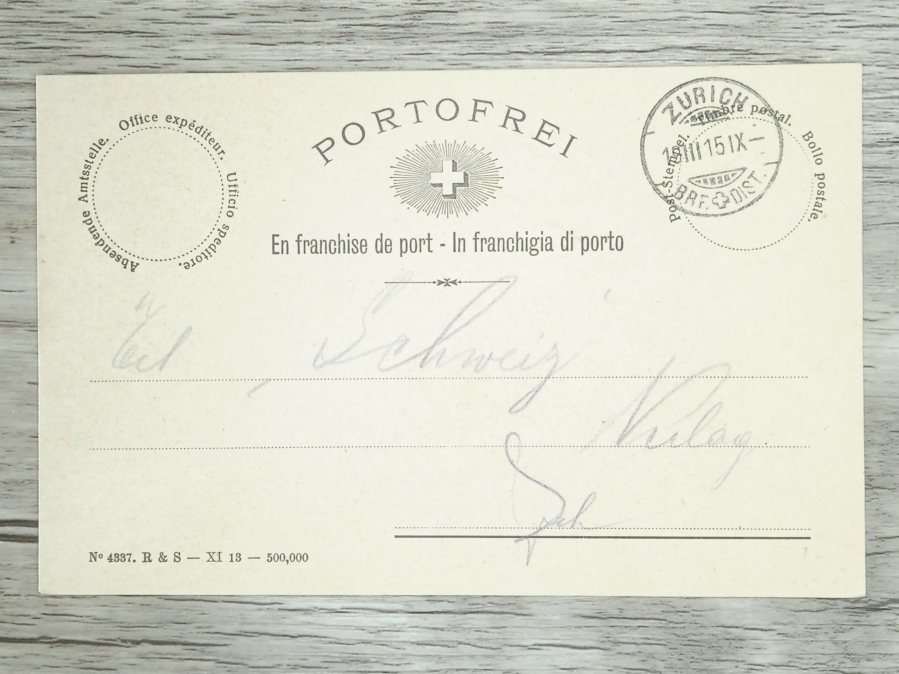Alle Briefmarken: TR105 Carte Postale Suisse + Timbre 1915 – Gebraucht aus Cousset von Patrick_Collections