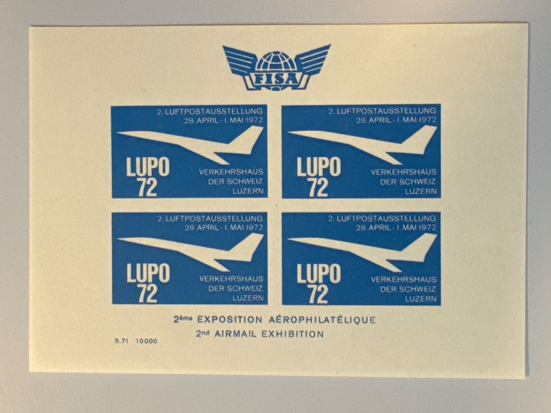 Tutti i francobolli: 1972 LUPO Luftpostausstellung – Usato da Küssnacht am Rigi venduto da POSTOMASTER