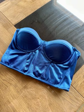 Bustier bleu zipé Amisu T.S c.neuf